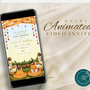 Digitale Haldi-uitnodigingsvideo, Mayun Ubtan Invite Digitale Haldi-uitnodiging, Indiase bruiloft nodigt Pithi-ceremonie uit geanimeerde uitnodiging FIHA01
