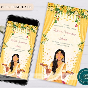 Digital Haldi Invitation or Pithi Invite, Haldi Ceremony Invitation, Mayoun or Maiyun Invite, Video Invitation template, FIH01