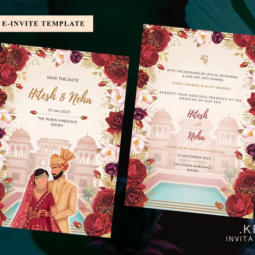 Indian Wedding Invitation Template Digital Indian Wedding - Etsy