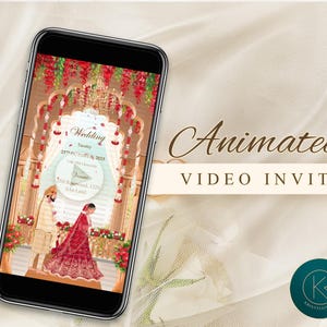 Vídeo de convite de casamento, lindo convite de casamento indiano, convites animados, convites de casamento de luxo com eventos de casamento, AIW02