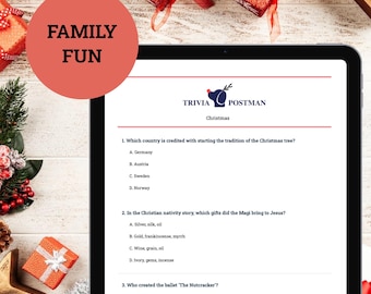 Cuestionario navideño imprimible / Juego de trivia para fiestas / Cuestionario navideño en PDF / Descarga instantánea