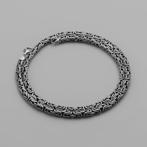 4mm | 26&#39;&#39; 1.9oz | 65cm 59gr | 925 Sterling SILVER | BYZANTINE Chain NECKLACE | Handmade Oxidised Round Stylish Silver Chain | from Turkey