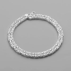 5mm | 20&#39;&#39; 2.1oz | 50cm 66gr | 925 Sterling SILVER | BYZANTINE Chain NECKLACE | Handmade Solid Square Stylish Silver Chain | Made in Turkey