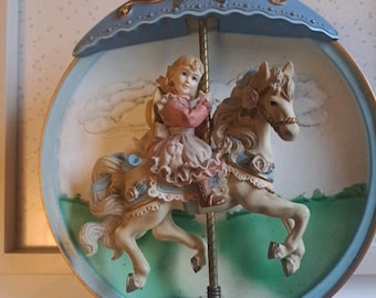 Bradford Exchange Swept Away Carousel Daydreams Wind Up Musical Plate 1994