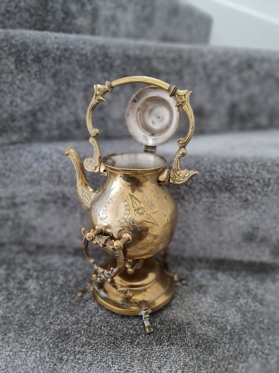 Vintage Brass Teapot With Warmer Stand and Burner -  Canada