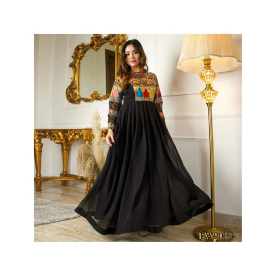 Designer Party Wear Heavy Readymade Gown With Dupatta Collection Black Faux  Blooming Georgette Gown in 2024 | Gown with dupatta, Western dresses, Gowns