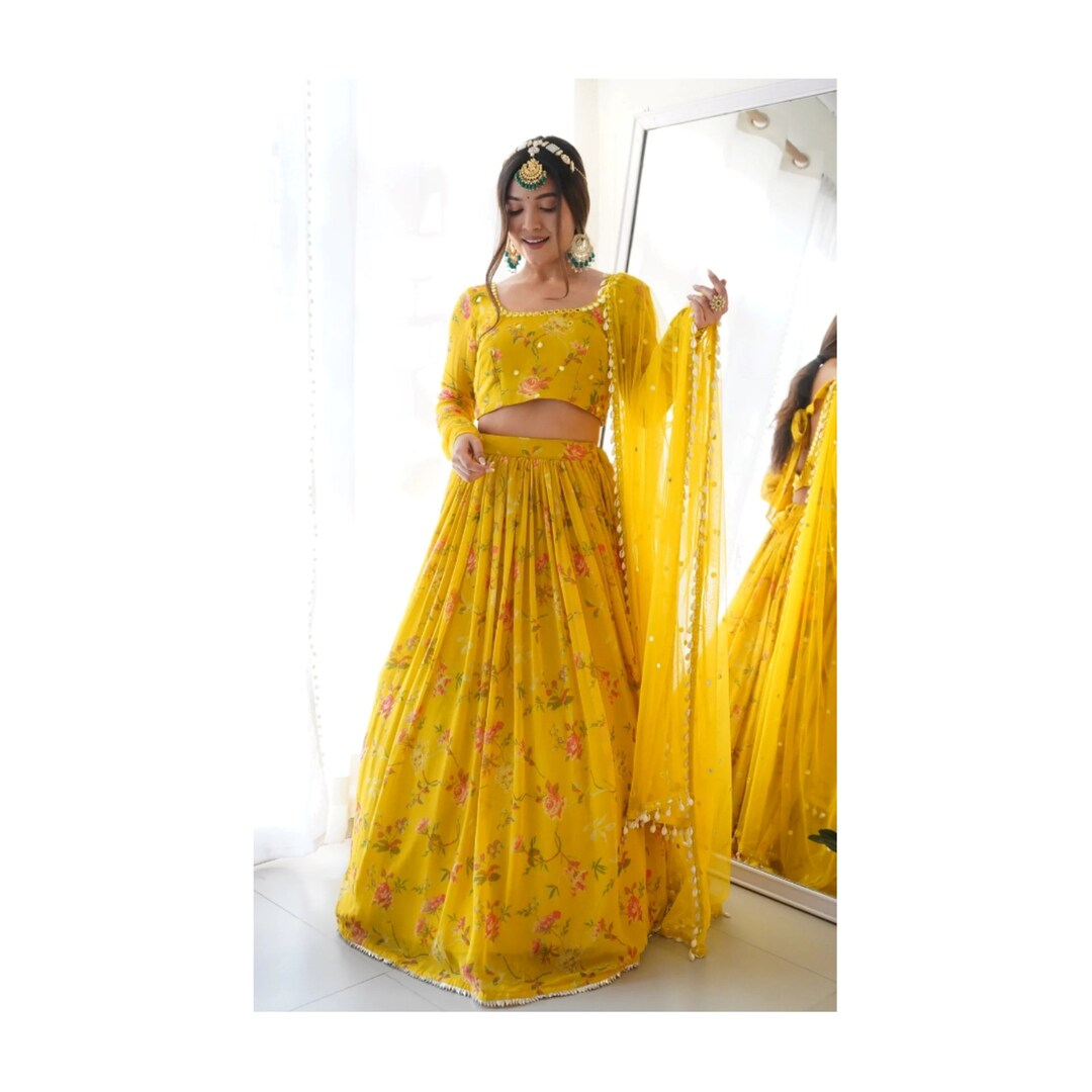 Designer Lehenga in Yellow and Red Color Lehenga With Etsy