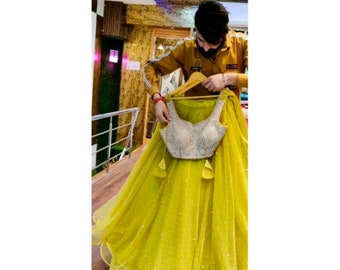 Yellow Lehenga Choli Embroidery Work, Ready to Wear Wedding Bridal Lehenga Choli, , Indian Outfit Lehenga Choli, Bollywood Style Lehenga