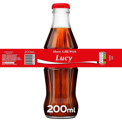 Coca Cola Labels x 4 - Any Name - Personalised Bottle Label Cola - 200ml / 8oz Glass Bottles - Party favour - birthday - xmas label gift