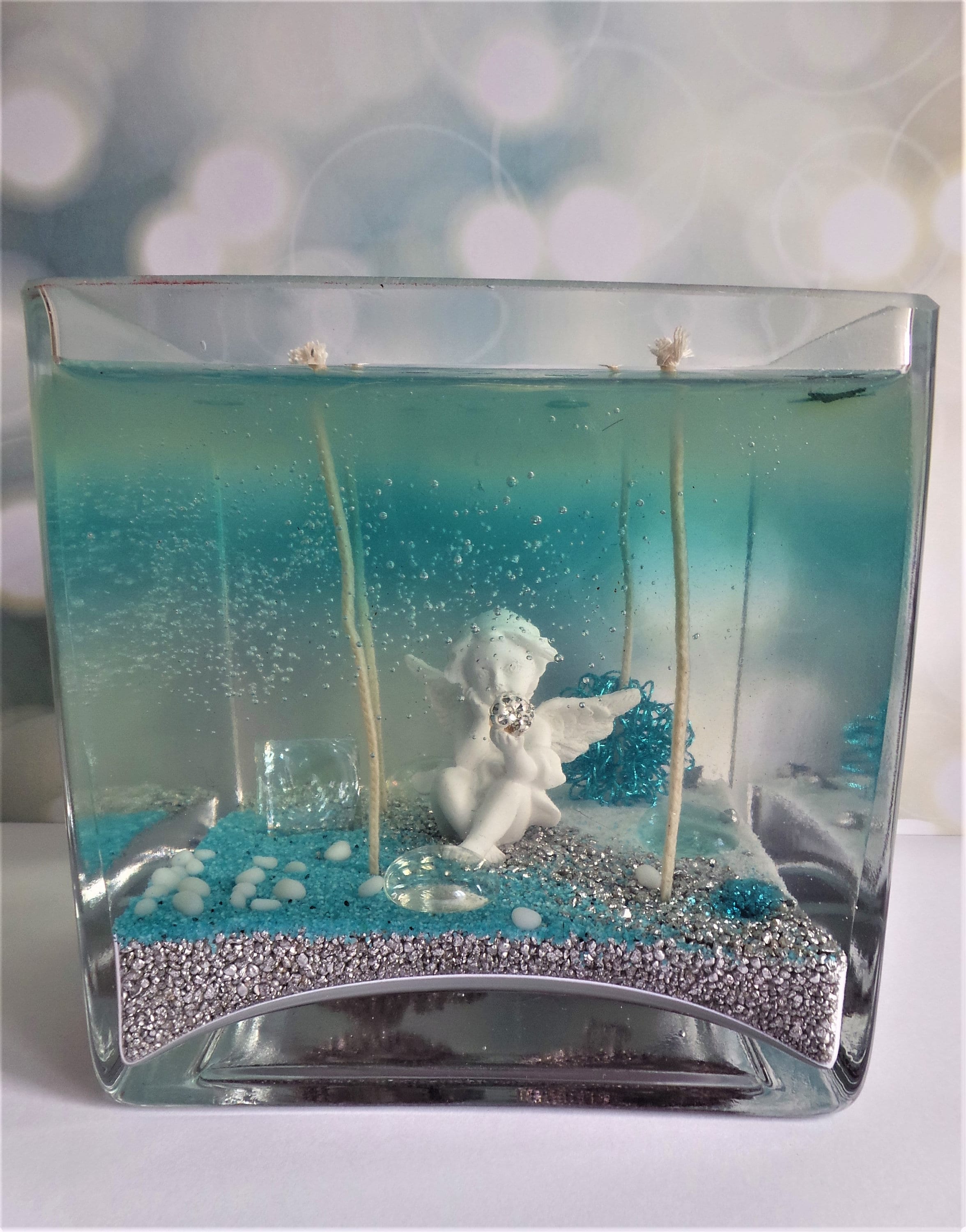 Extra Large Scented Gel Wax Jelly Wax Candle Christmas Blue Angel in