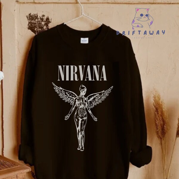 NIRVANA band sweatshirt, men's size XL cotton green type yellow green Vintage Second Hand