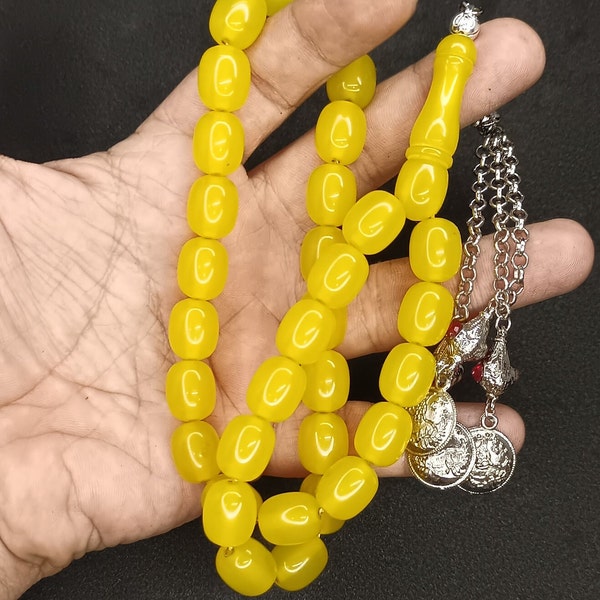 Amber Bakelite Faturan 33 Beads, Special Series, Master's Workmanship Rosary,  Islamic Prayer, Tasbih, Misbaha,