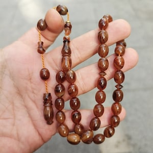 Brown Amber Bakelite Rosary: 33-Bead Islamic Prayer Tesbih
