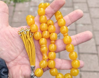 Rosario islámico de oración de baquelita ámbar: Tesbih Tasbih de 33 cuentas