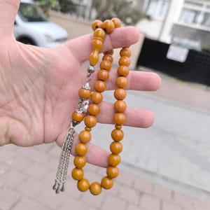 Amber Bakelite Workmanship, Rosary, 33 Beads Islamic Prayer, Tightening Amber, Tesbih, Tasbih, Misbaha, Tasbeeh, مسبحة