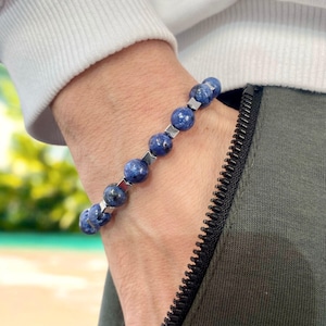Real Red Agate Gemstone Bracelet,Agate Stretch Bracelet,Beaded Agate Bracelet,Birthstone Bracelet,Hematite Bracelet,Adjustable Bracelet,