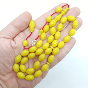 Yellow Amber Bakelite Rosary: 33-Bead Islamic Prayer Tesbih