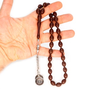 Workmanship Amber Bakelite Rosary, 33 Beads Islamic Prayer Beads for muslim Misbaha, Tesbih, Tasbeeh,