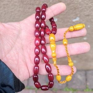 Amber Bakelite Islamic Prayer Rosary: 33-Bead Faturan Tesbih