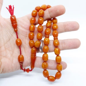 Amber Bakelite Islamic Prayer Rosary: 33-Bead Tesbih