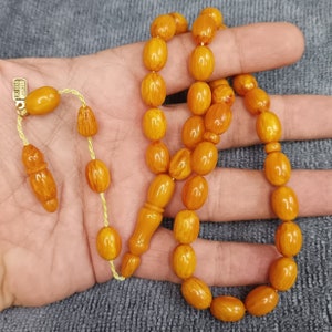 Amber Bakelite Rosary: 33-Bead Islamic Prayer Tesbih