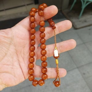 Amber Bakelite Islamic Prayer Rosary: 33-Bead Faturan Tesbih