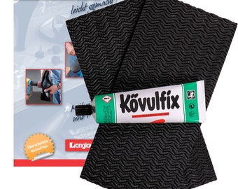 Schuhsohlen Reparatur Set schwarz "Welle" mit Kövulfix 120g + Schuhreparatur Anleitung