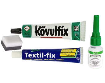 Unsere Besten - (Kövulfix 60g - Textil-Fix - Top2Glue Sekundenkleber medium)