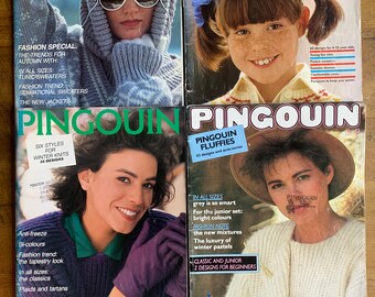 Ensemble de 4 magazines de tricot Pingouin vintage des années 80