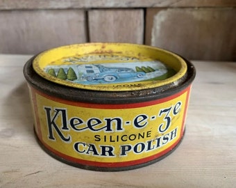 Vintage 1950s Full Tin Of Kleeneze Kleen-e-ze Classic Car Silicone Polishing Wax