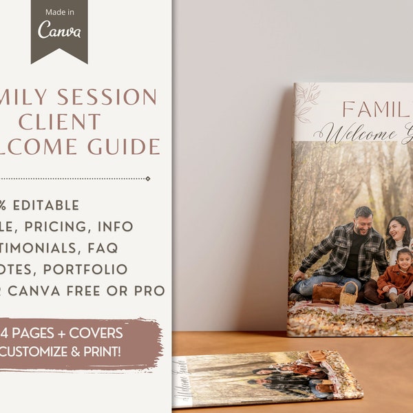 Family Photography Client Welcome Pricing Guide for Canva | Photographer Marketing Template | Editable Printable Book, Magazine, Brochure