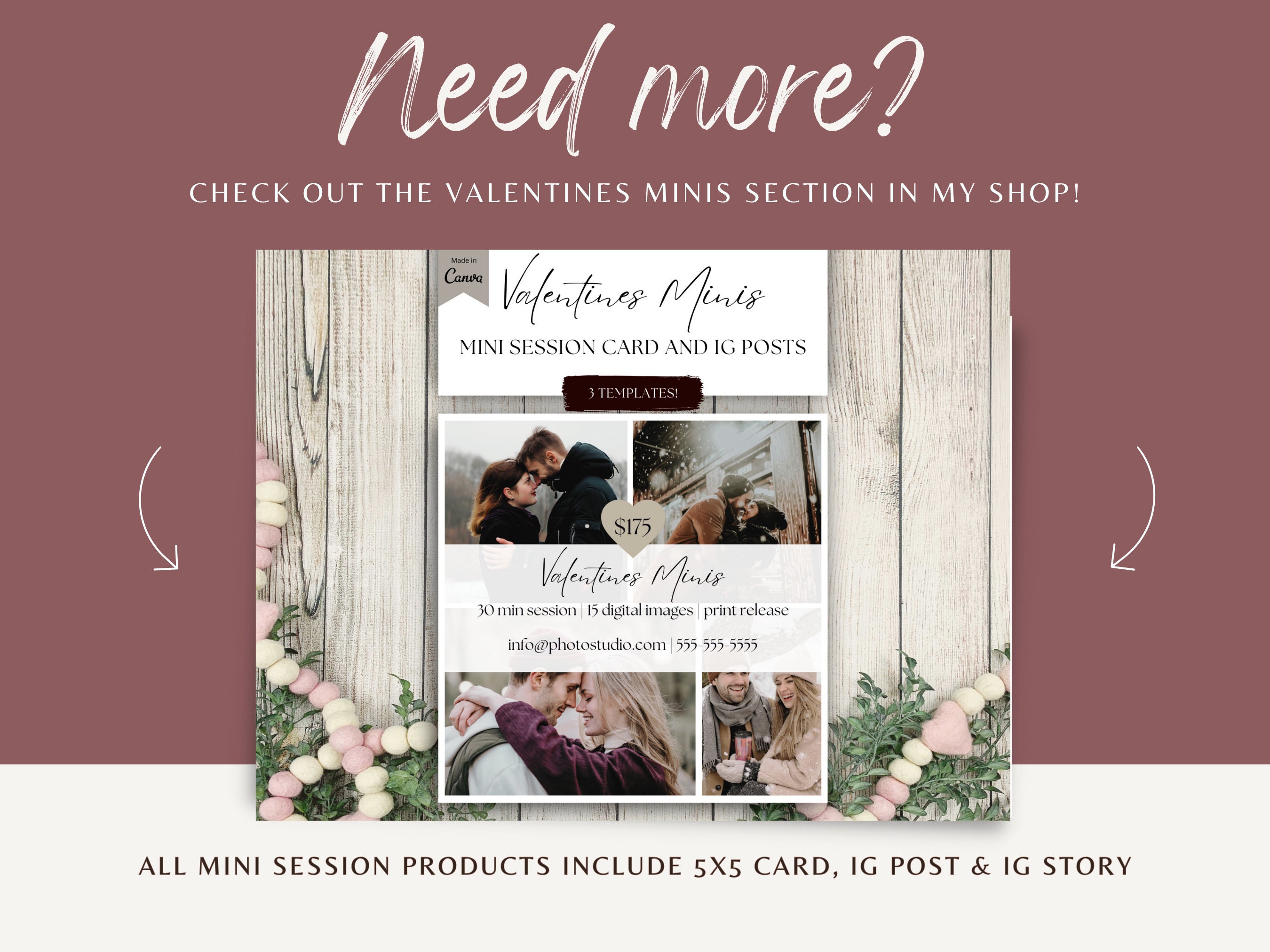 Valentine Mini Session CANVA Template for Photographers, Valentines ...