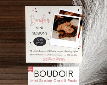 Boudoir Mini Session Template for Photographers - Instagram IG Post, 5x5 Printable Card, Editable Canva Photography Template, Social Media