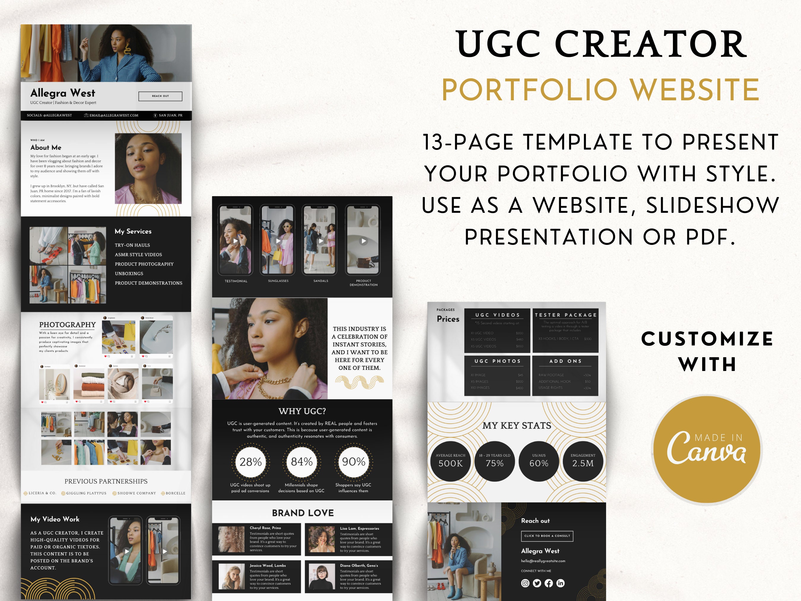 UGC Portfolio Template for Canva - UGC Creator Portfolio Canva Website ...