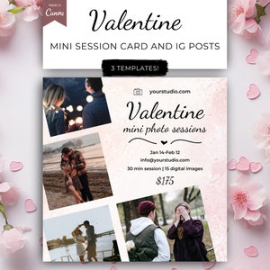 Valentine Mini Session CANVA Template for Photographers, Valentines Minis, Valentine Photo Sessions, Couples Photography, Photo Shoot Flyer