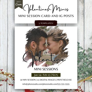 Valentine Mini Session CANVA Template for Photographers, Valentines Minis, Valentine Photo Sessions, Couples Photography, Photo Shoot Flyer