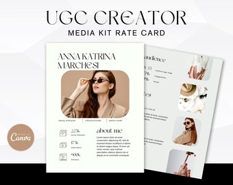 UGC Ersteller Preisliste Media Kit Vorlage für Canva - Infulencer Media Kit PDF - UGC Canva Template, Preisliste, Lebenslauf für Content Writer