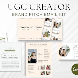 Canva 向け UGC クリエイター ブランド ピッチ メール キット テンプレート - UGC ピッチ、メール署名、メール ヘッダー、UGC メディア キット、インフルエンサー レート カード