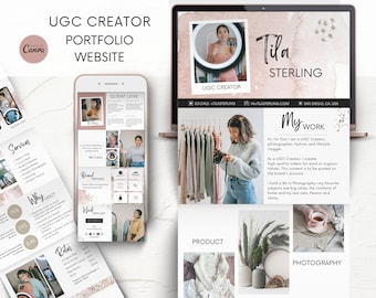 UGC Portfolio Template for Canva - UGC Creator Portfolio Canva Website - Media Kit, Creator Kit, Content Creators Website Template Kit