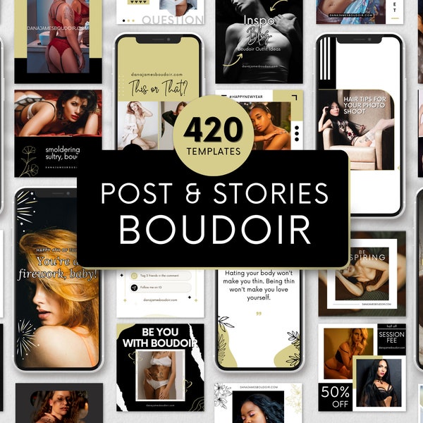 CANVA Boudoir Social Media Marketing Templates for Instagram IG Posts - Boudoir Photographer VIP Facebook Group Content Done for You!