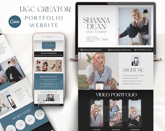 UGC Portfolio Template for Canva - UGC Creator Portfolio Canva Website - Media Kit, Creator Kit, Content Creators Website Template Kit