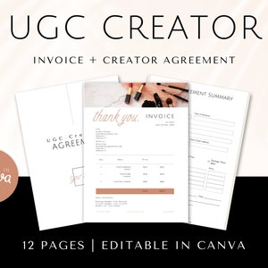 UGC Creator Contract and Invoice Templates for CANVA, UGC Invoice Template, Influencer Agreement, User Generated Content Contract
