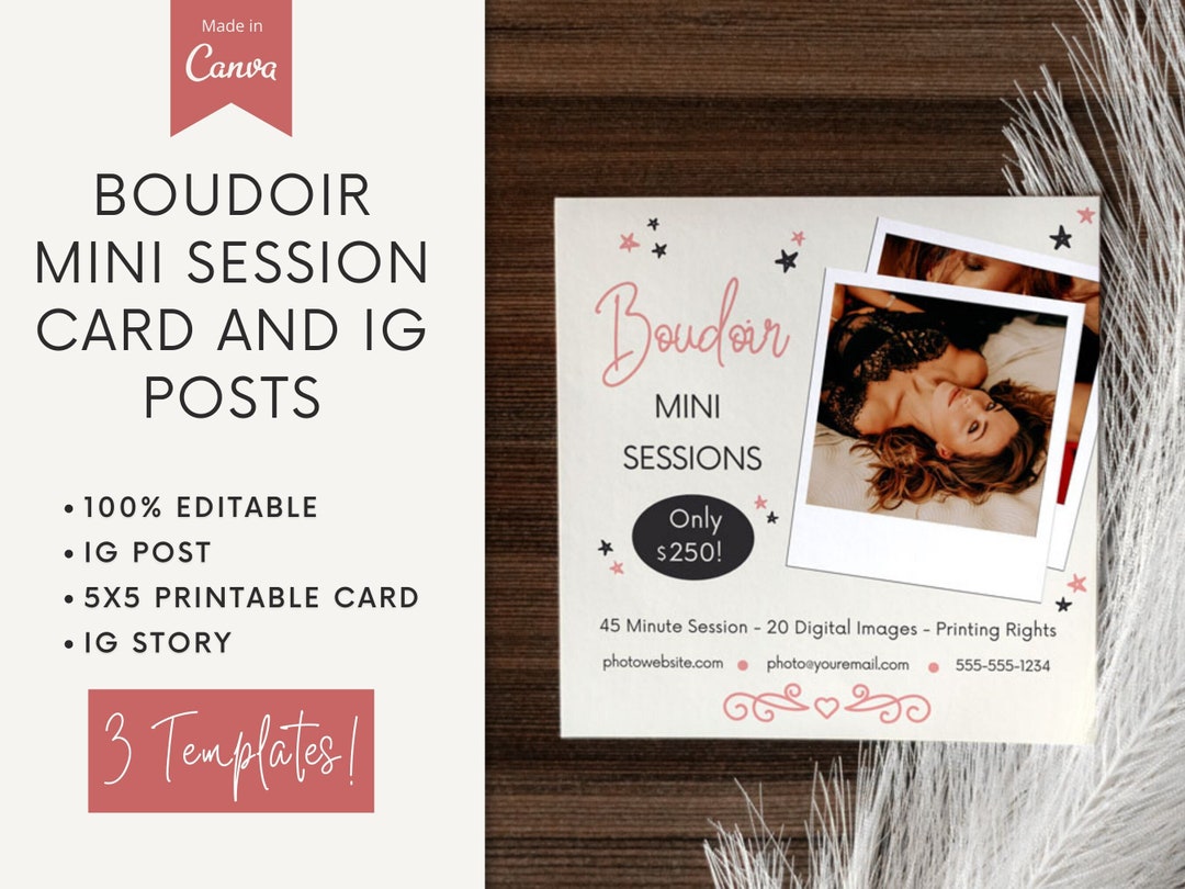 Boudoir Mini Session Template for Photographers Instagram IG Etsy