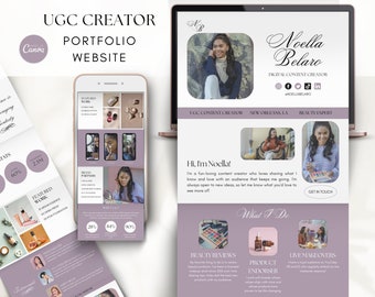 UGC Portfolio Template for Canva - UGC Creator Portfolio Canva Website - Media Kit, Creator Kit, Content Creators Website Template Kit
