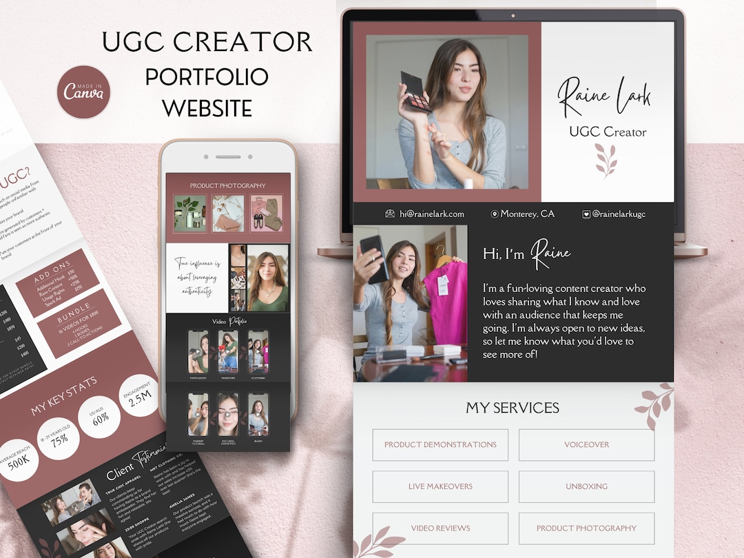 UGC Portfolio Template for Canva - UGC Creator Portfolio Canva Website ...