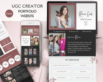 UGC Portfolio Template for Canva - UGC Creator Portfolio Canva Website - Media Kit, Creator Kit, Content Creators Website Template Kit