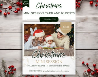 Weihnachts Mini Session Canva Vorlage für Fotografen, Instagram Story, Urlaubsfotografie Marketing Karte, Fotoshooting Flyer