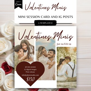 Valentine Mini Session CANVA Template for Photographers, Valentines Minis, Valentine Photo Sessions, Couples Photography, Photo Shoot