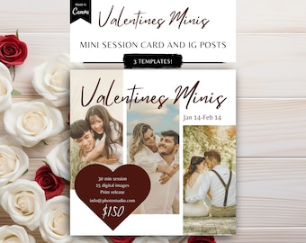 Valentine Mini Session CANVA Template for Photographers, Valentines Minis, Valentine Photo Sessions, Couples Photography, Photo Shoot