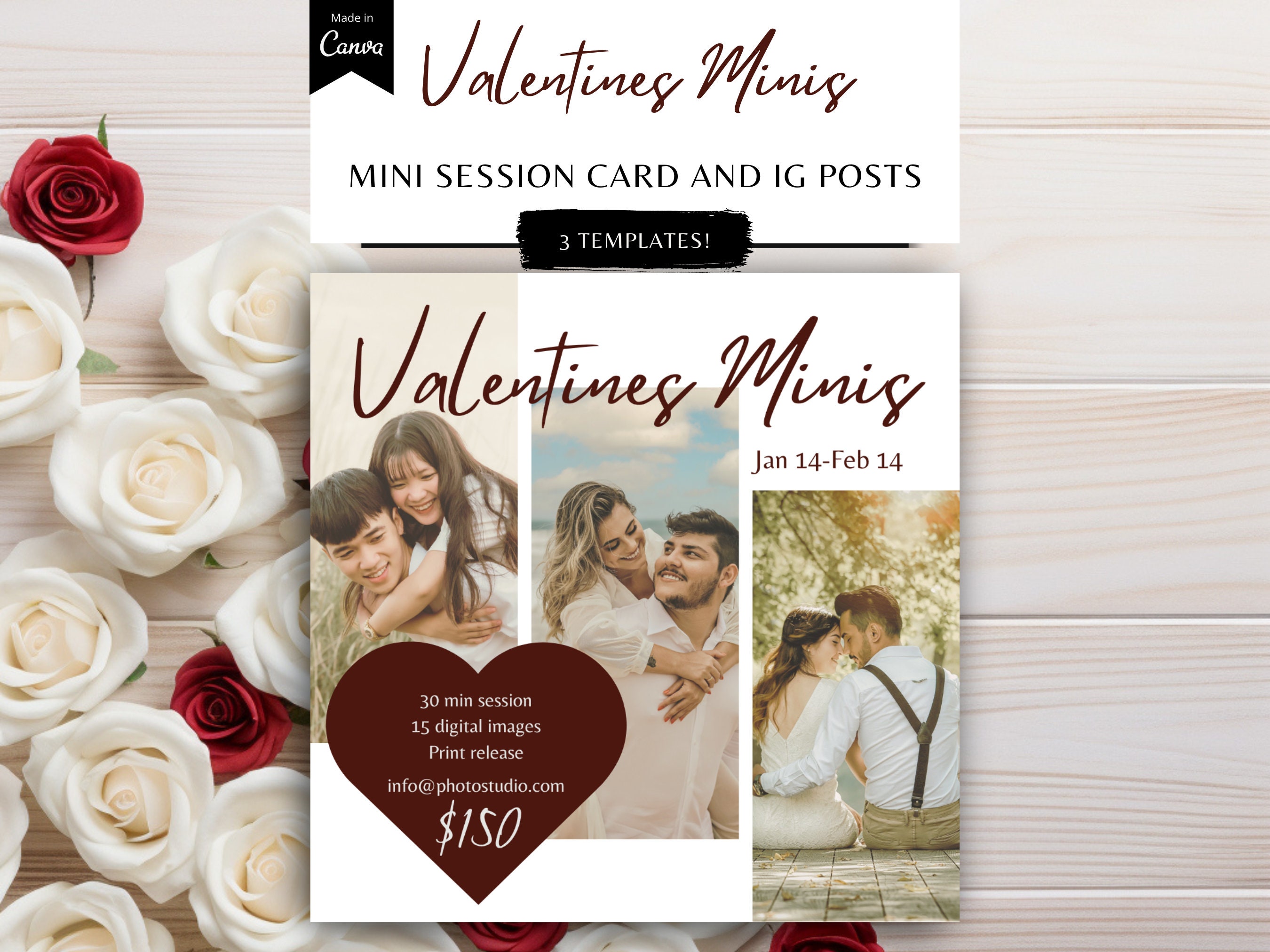 Valentine Mini Session CANVA Template for Photographers, Valentines ...
